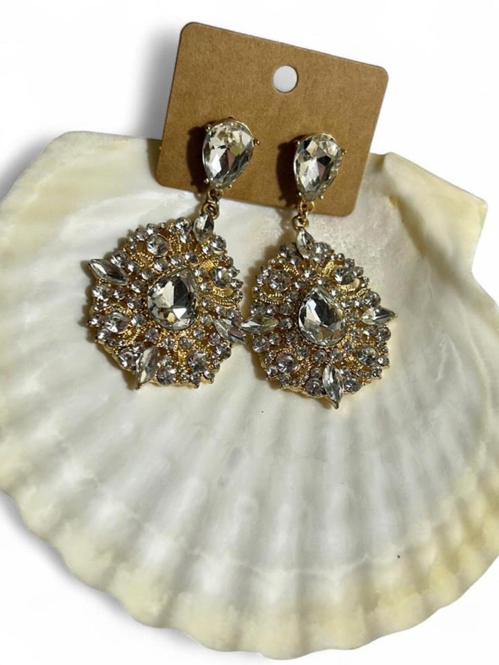 Macy's Gold-Tone Clear Crystal Teardrop Dangle Earrings